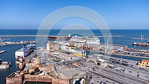 view of the port in livorno,tuscany italy