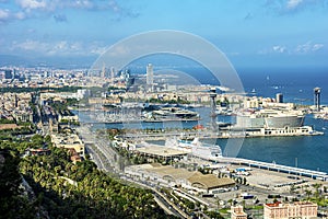 View of Port and, Marina and beachfront of Barcelona, Spain