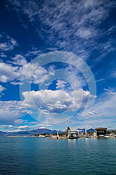 View of the port in Peschiera Del Garda on Lake Garda