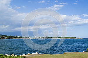 View of the port of Santo Domingo Dominican Republic from Juan Baron square