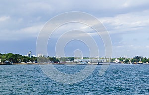 View of the port of Santo Domingo Dominican Republic from Juan Baron square