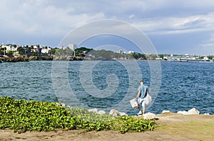 View of the port of Santo Domingo Dominican Republic from Juan Baron square