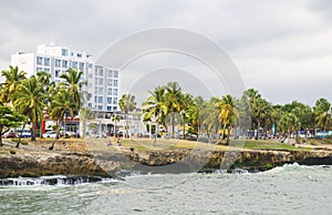 View of the port of Santo Domingo Dominican Republic from Juan Baron square