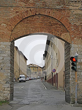 View on Porta Laterina Gate in Siena