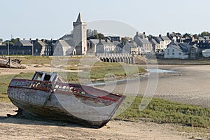 View of Portbail, France, Normandy in tidal