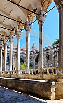 The view of portico roofed colonnaded terrace of The Tiled Kiosk