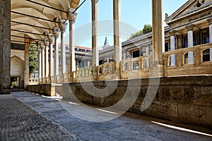 The view of portico roofed colonnaded terrace of The Tiled Kiosk