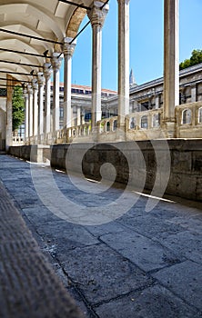 The view of portico roofed colonnaded terrace of The Tiled Kiosk. Istanbul