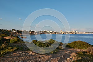 View of Portimao, its coastline and beaches. Algarve region, Portugal