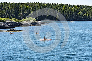 View of Portland Harbor, Casco Bay, in Maine, USA