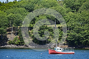 View of Portland Harbor, Casco Bay, in Maine, USA