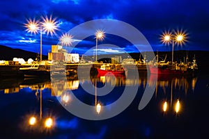 Portmagee Harbour at night photo