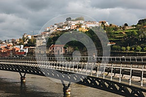 View of Porto across the Duoro river at sunset