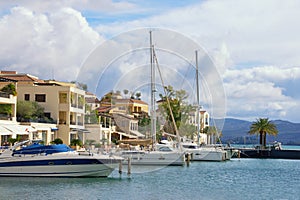 View of Porto Montenegro in Tivat city - yacht marina in Adriatic. Montenegro