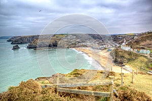 View of Portreath North Cornwall England UK between St Agnes and Godrevy in HDR