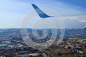 Plane departing from Lisbon Airport, Portugal photo