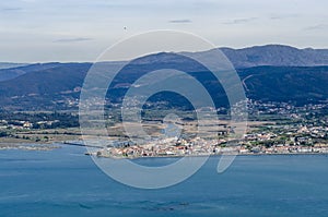 View of the Portuguese village of Caminha from the Santa Tecla hill in Galicia photo