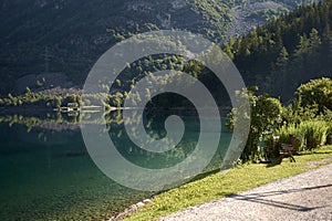 View of Poschiavo lake from the train