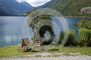 View of Poschiavo lake from the train