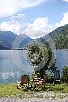 View of Poschiavo lake from the train
