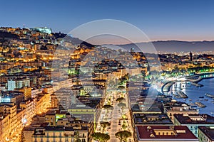 View of the Posillipo and Vomero district in Naples