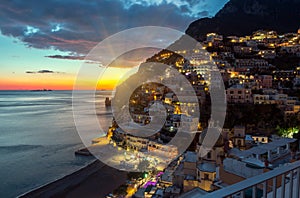 View of Positano village along Amalfi Coast in Italy