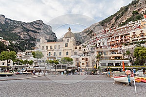 View of Positano village along Amalfi Coast in Italy, Campania, Naples