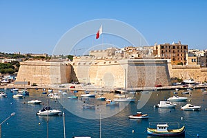The view of Post of Castile from Kalkara over the Kalkara creek, Malta