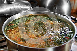 view of pot of soup