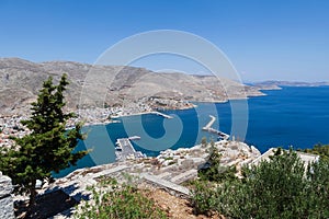 View of Pothia, the port town of Kalymnos island, Greece