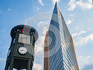 View of Potsdamer Platz clock in Berlin, Germany