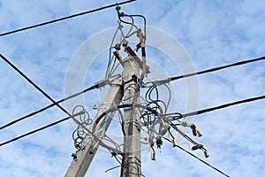 View of power high voltage transmission lines