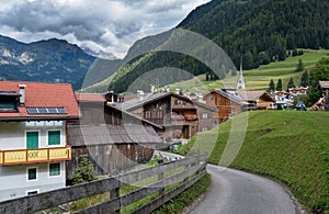 View of Pozza di Fassa, a commune at the northern Italia photo