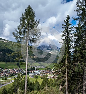 View of Pozza di Fassa, a commune in Trentino at the Italia