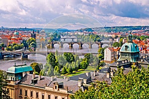 The view on the Prague bridges.