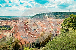 View from the Prague Castle on the old town in summer in Prague, Czech Republic