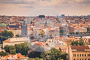 View from the Prague Castle on the old town in summer in Prague, Czech Republic