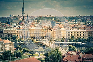 View from the Prague Castle on the old town in summer in Prague, Czech Republic