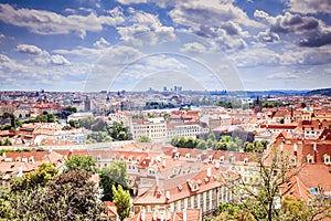 View from the Prague Castle on the old town in summer in Prague, Czech Republic