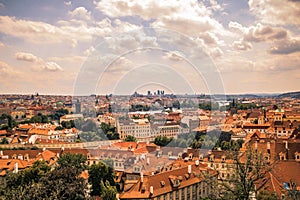 View from the Prague Castle on the old town in summer in Prague, Czech Republic