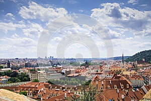 View from the Prague Castle on the old town in summer in Prague, Czech Republic