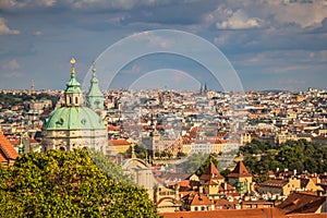 View from the Prague Castle on the old town in summer in Prague, Czech Republic