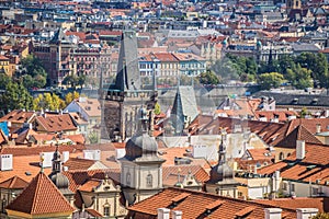 View from the Prague Castle on the old town in summer in Prague, Czech Republic