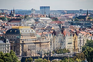 View from the Prague Castle on the old town in summer in Prague, Czech Republic