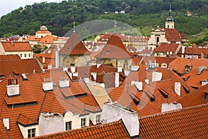 View of Prague city from hill