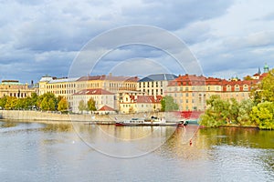 View of Prague, Czech Republic on the shore of Vltava