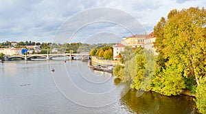 View of Prague, Czech Republic on the shore of Vltava