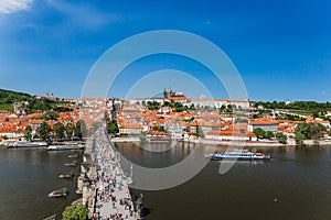 View of Prague frome Charles Bridge Tower Praha