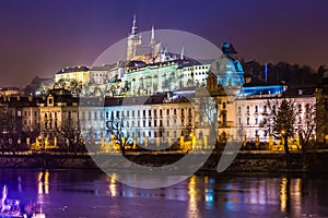 The View on Prague gothic Castle with Charles Bridge