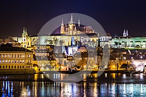 The View on Prague gothic Castle with Charles Bridge